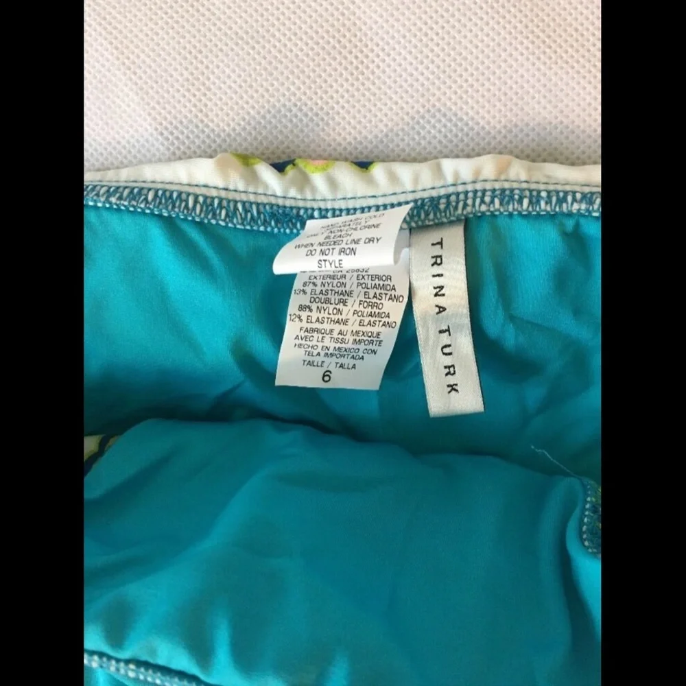 NWT Trina‎ Turk [ 6 ] Woodblock Sash Hipster Bikini Bottom in Pool